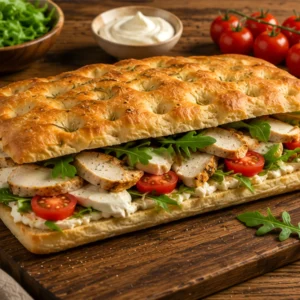 Focaccia Sandwich cu Pui